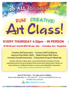 ART CLASS IN PERSON THURSDAYS at 4:30PM @ ALL Abilities Center