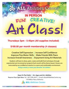 In Person Weekly Art Class Thursdays 5PM @ ALL Abilities Center